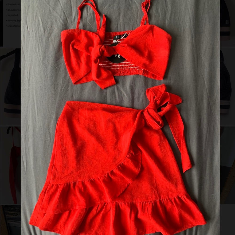 White Fox matching set - tie top and wrap skirt - Picture 1 of 3